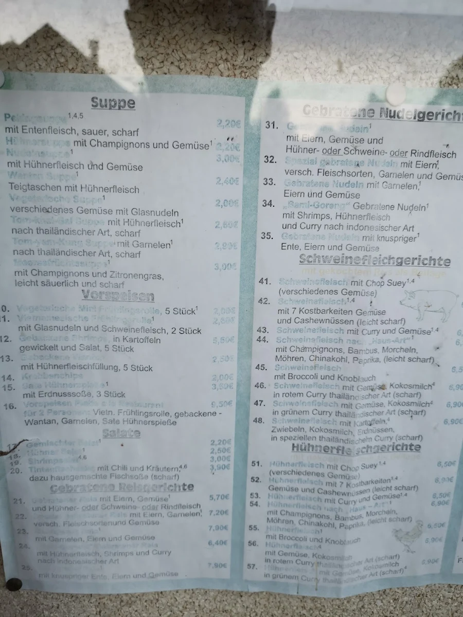 Speisekarte, Hoa Sen Restaurant