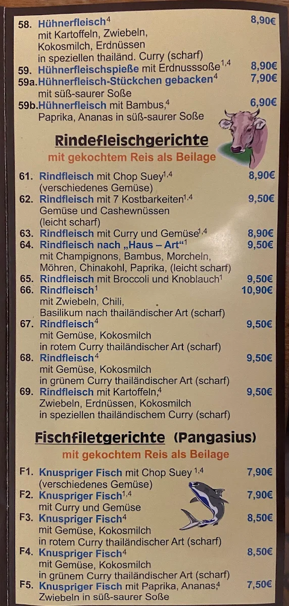 Speisekarte, Hoa Sen Restaurant