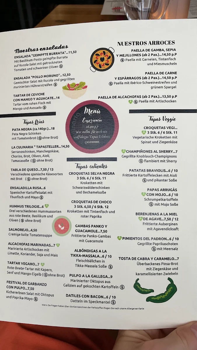 Speisekarte, La Culinaria im Theater