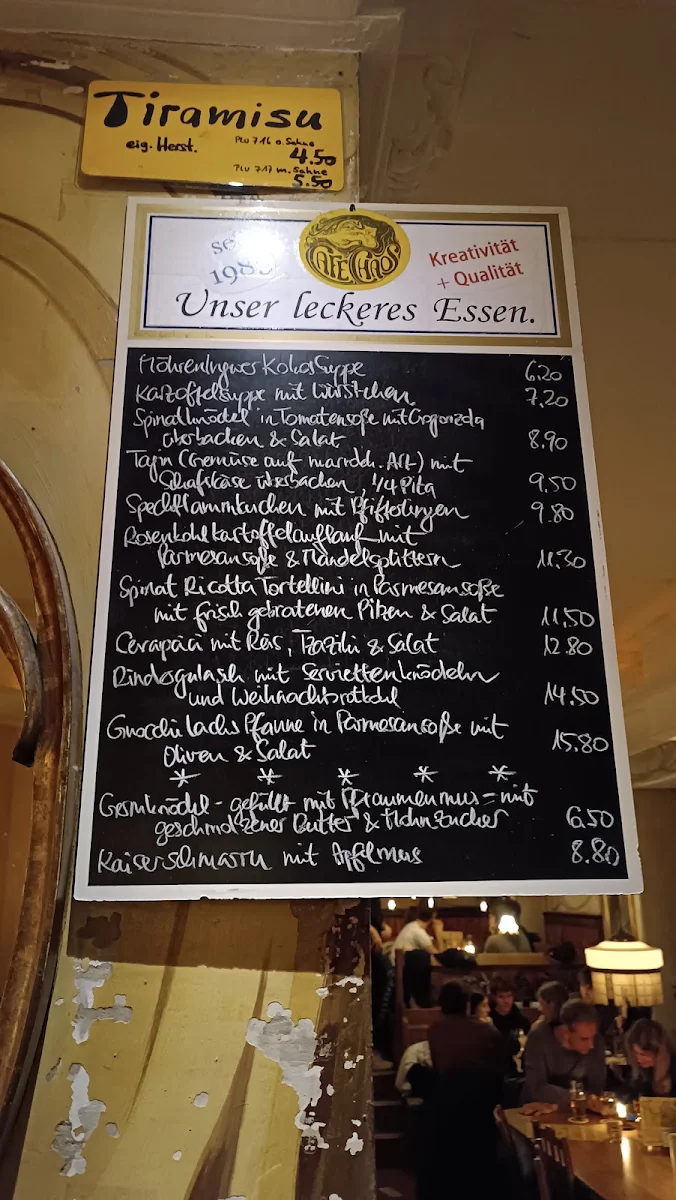 Speisekarte, Cafe Chaos - Darmstadt
