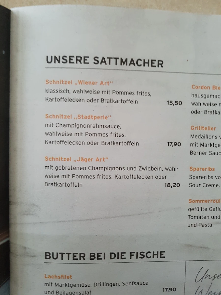 Speisekarte, Stadtperle