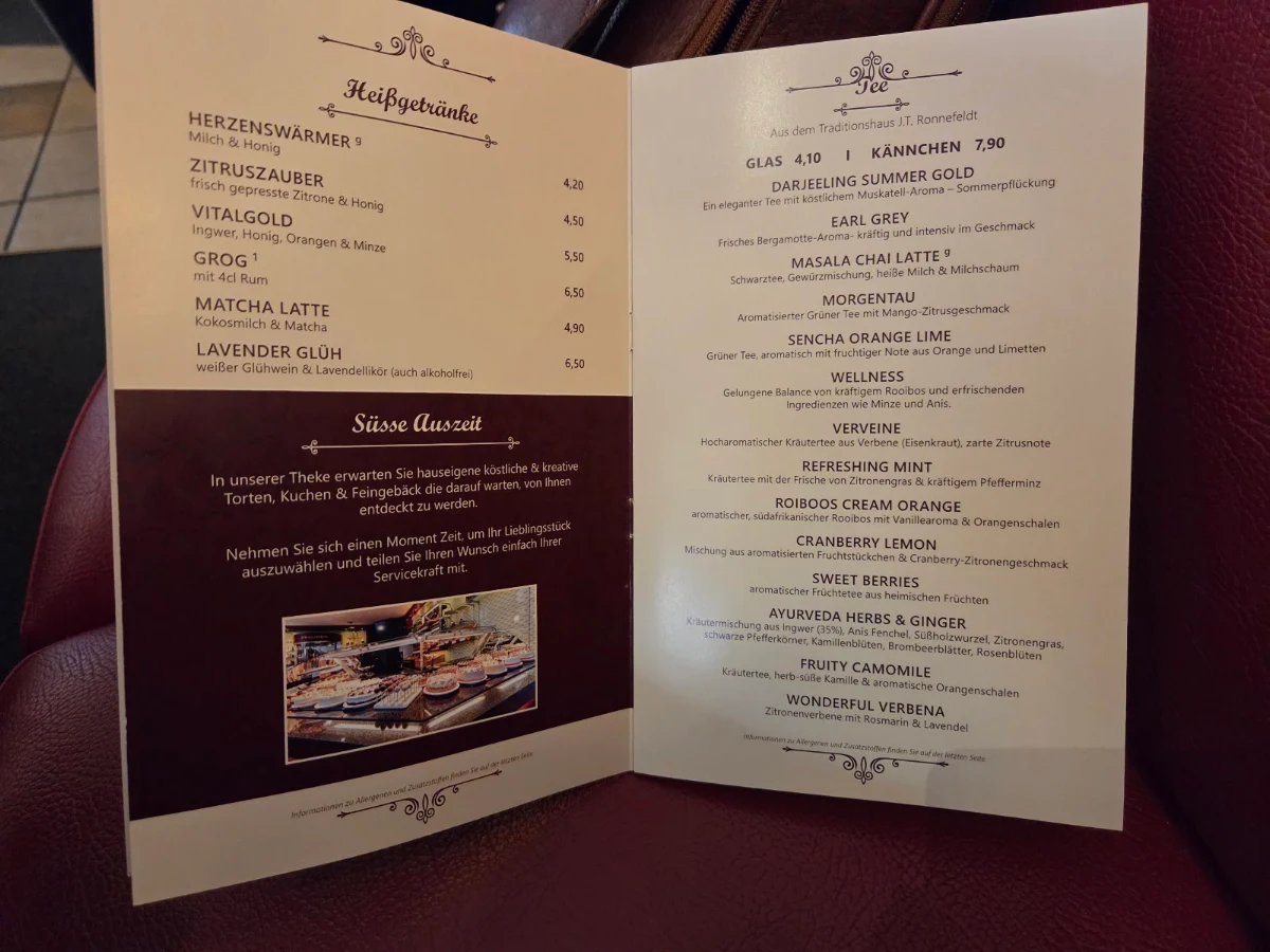 Speisekarte, Conditorei und Café Lauterbach