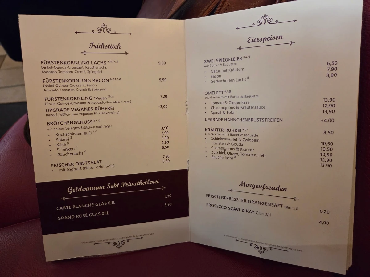 Speisekarte, Conditorei und Café Lauterbach