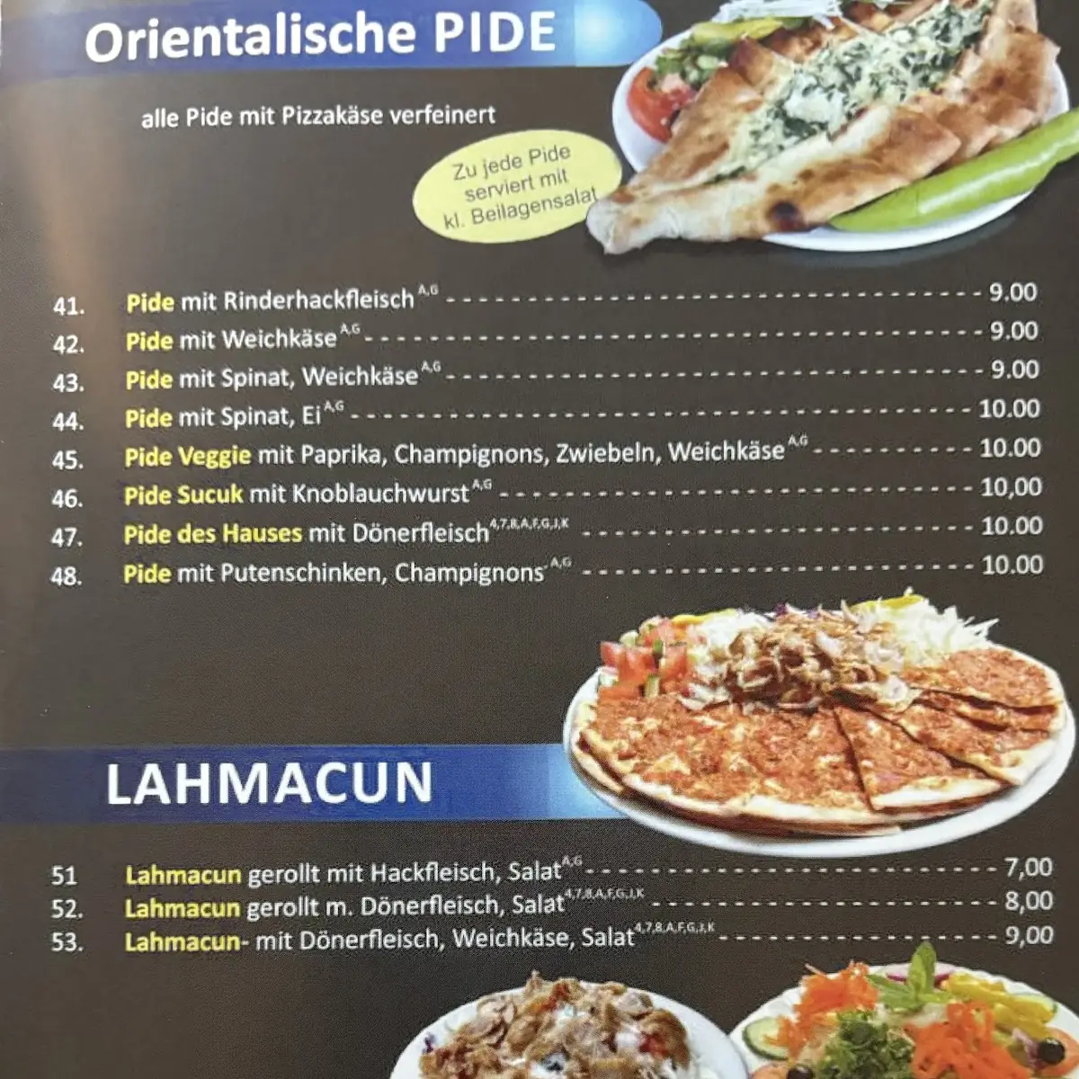 Speisekarte, Stern Kebap