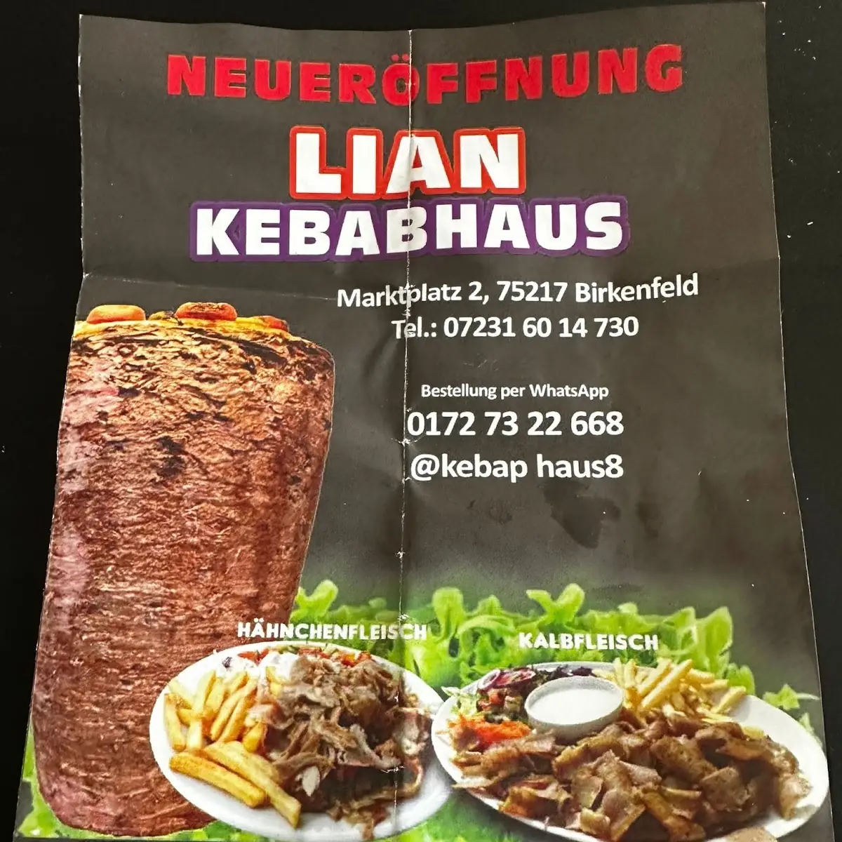 Speisekarte, Stern Kebap