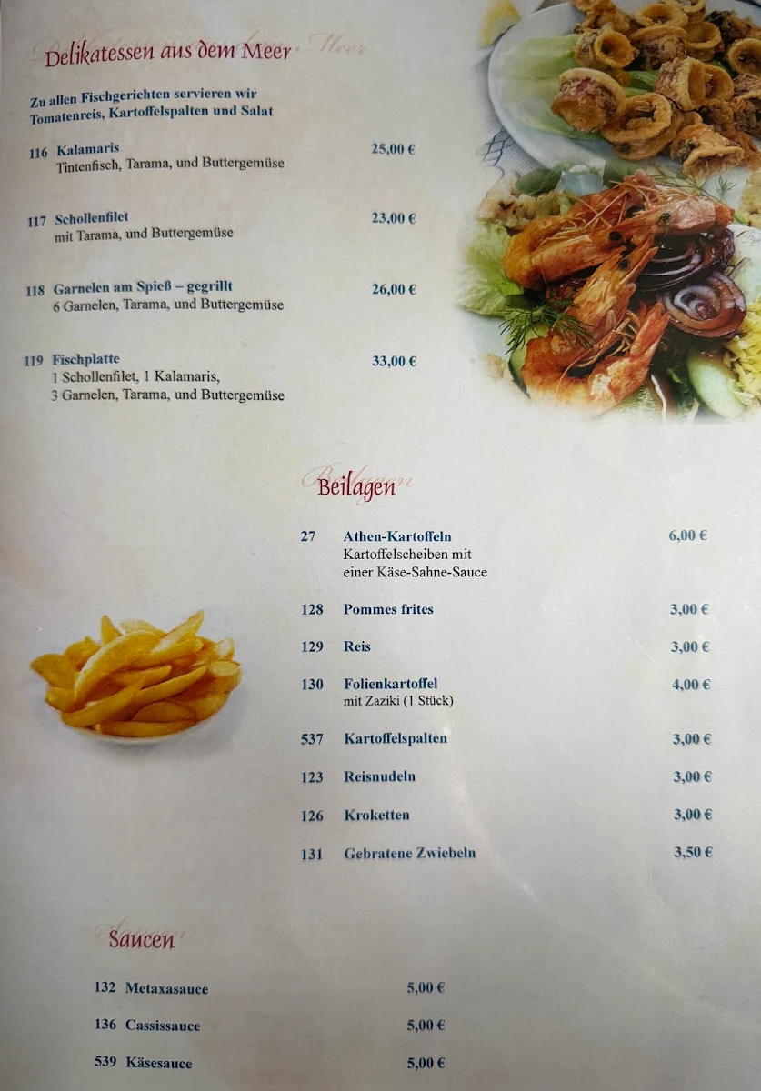 Speisekarte, Athen