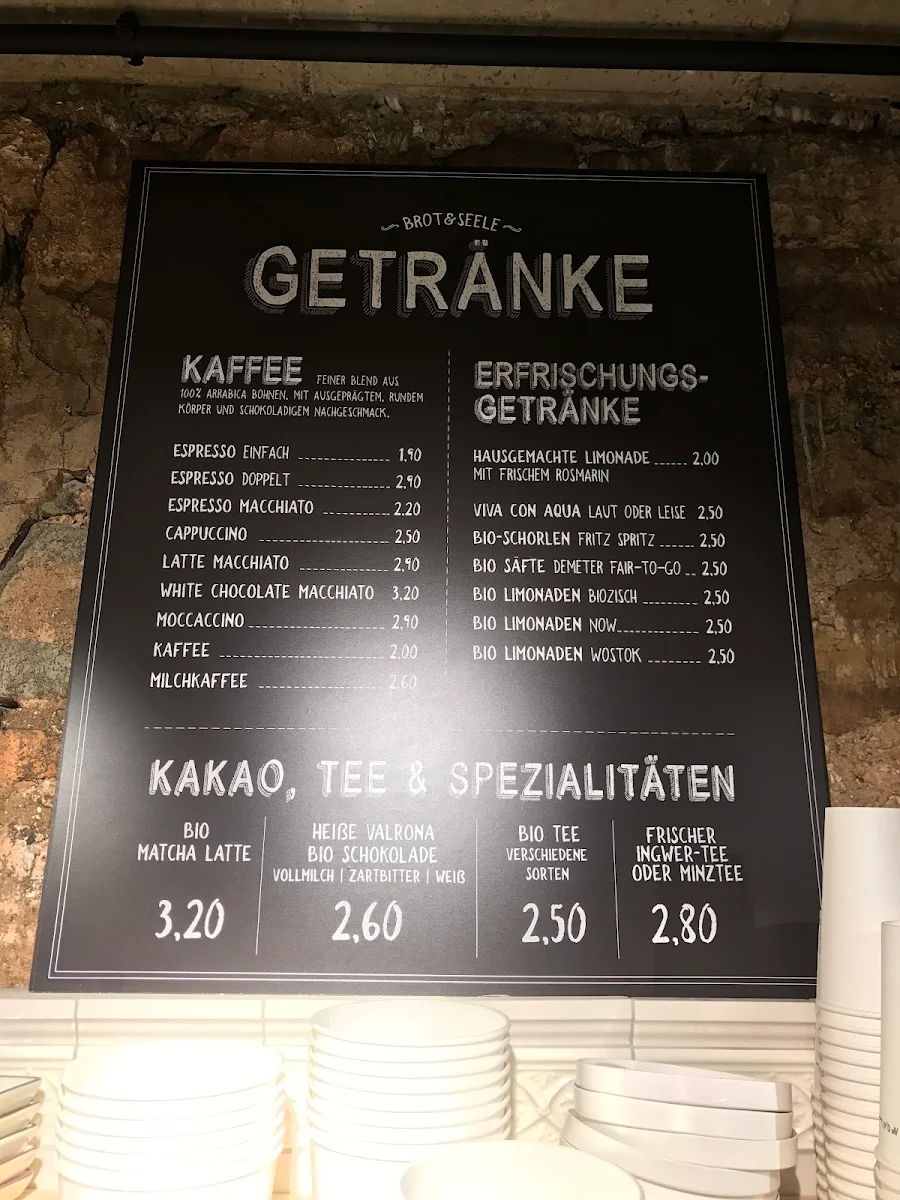 Speisekarte, Brot & Sinne – St. Johanner Markt