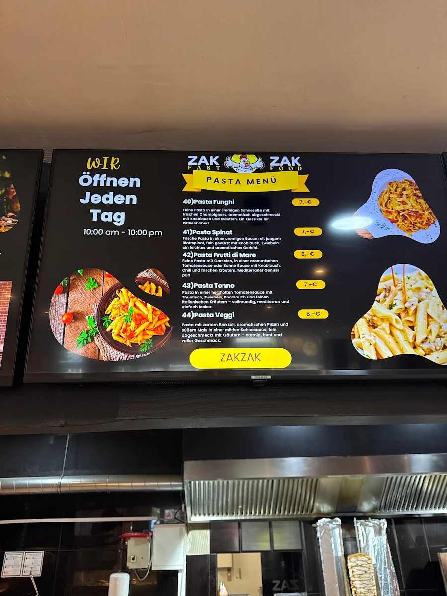 Speisekarte, ZAK-ZAK Fast Food