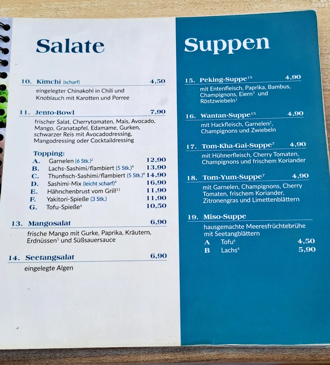 Speisekarte, Jento - Restaurant - Bar - Lounge Passau