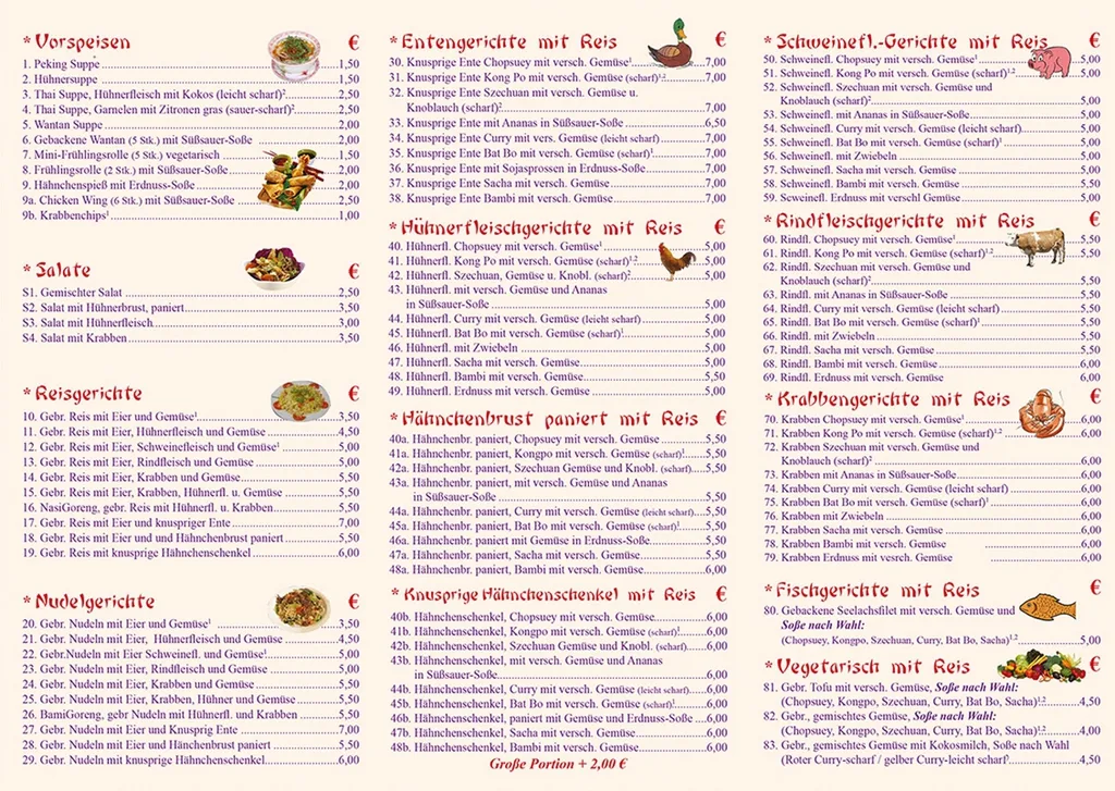 Speisekarte, Thang Long Rülzheim