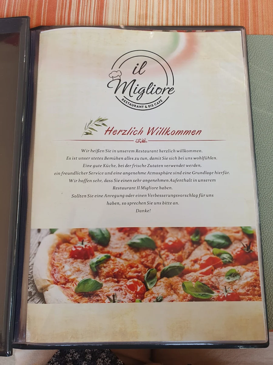 Speisekarte, Italienisches Restaurant "il Migliore"