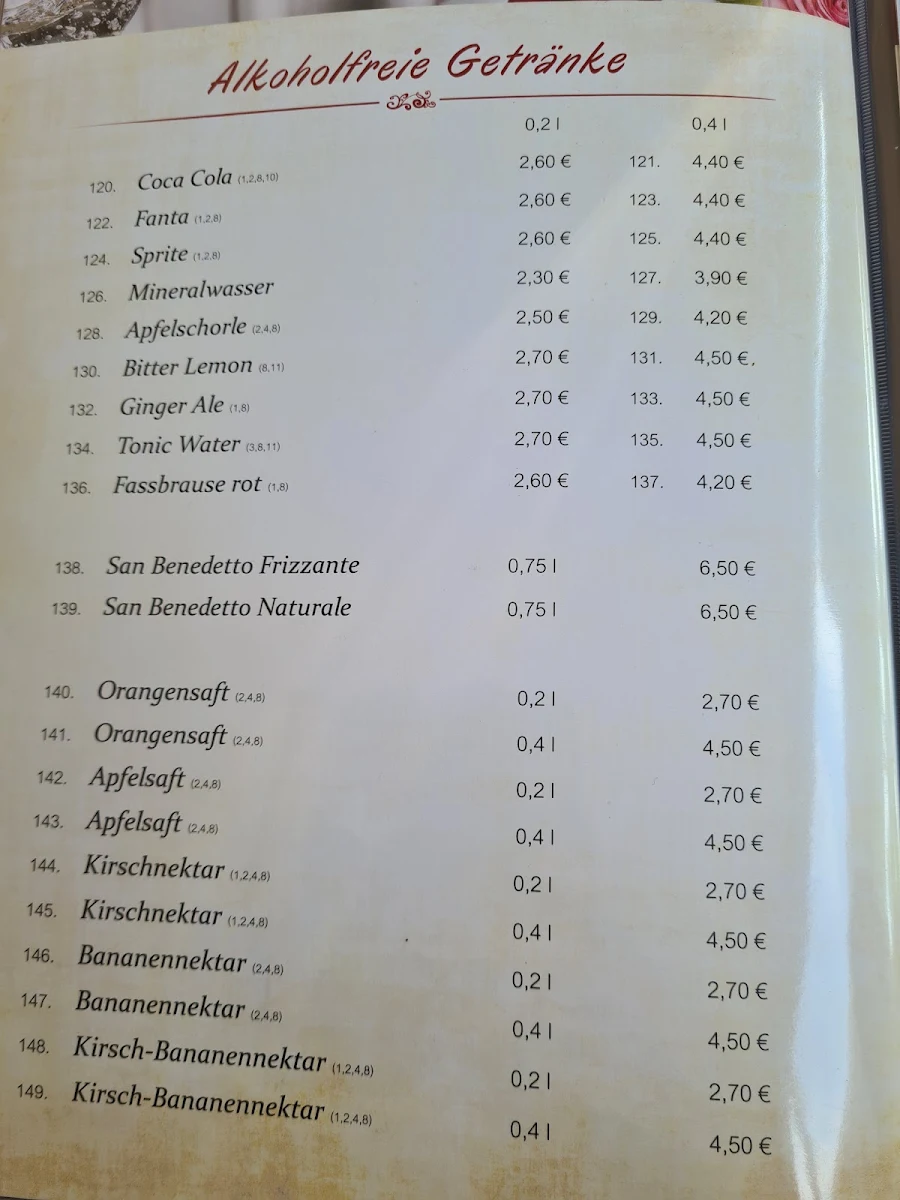 Speisekarte, Italienisches Restaurant "il Migliore"