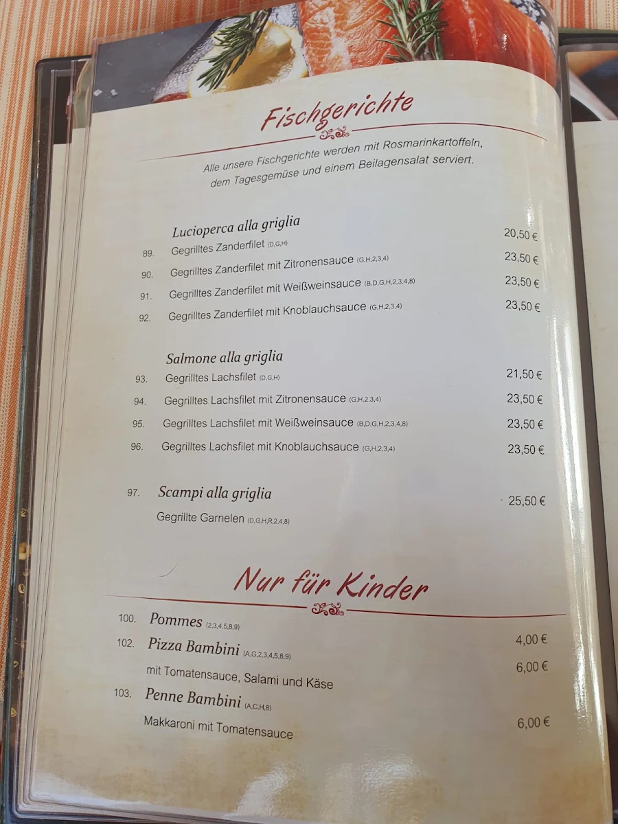 Speisekarte, Italienisches Restaurant "il Migliore"