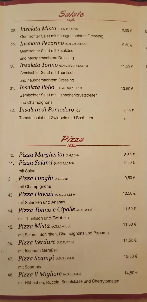 Speisekarte, Italienisches Restaurant "il Migliore"