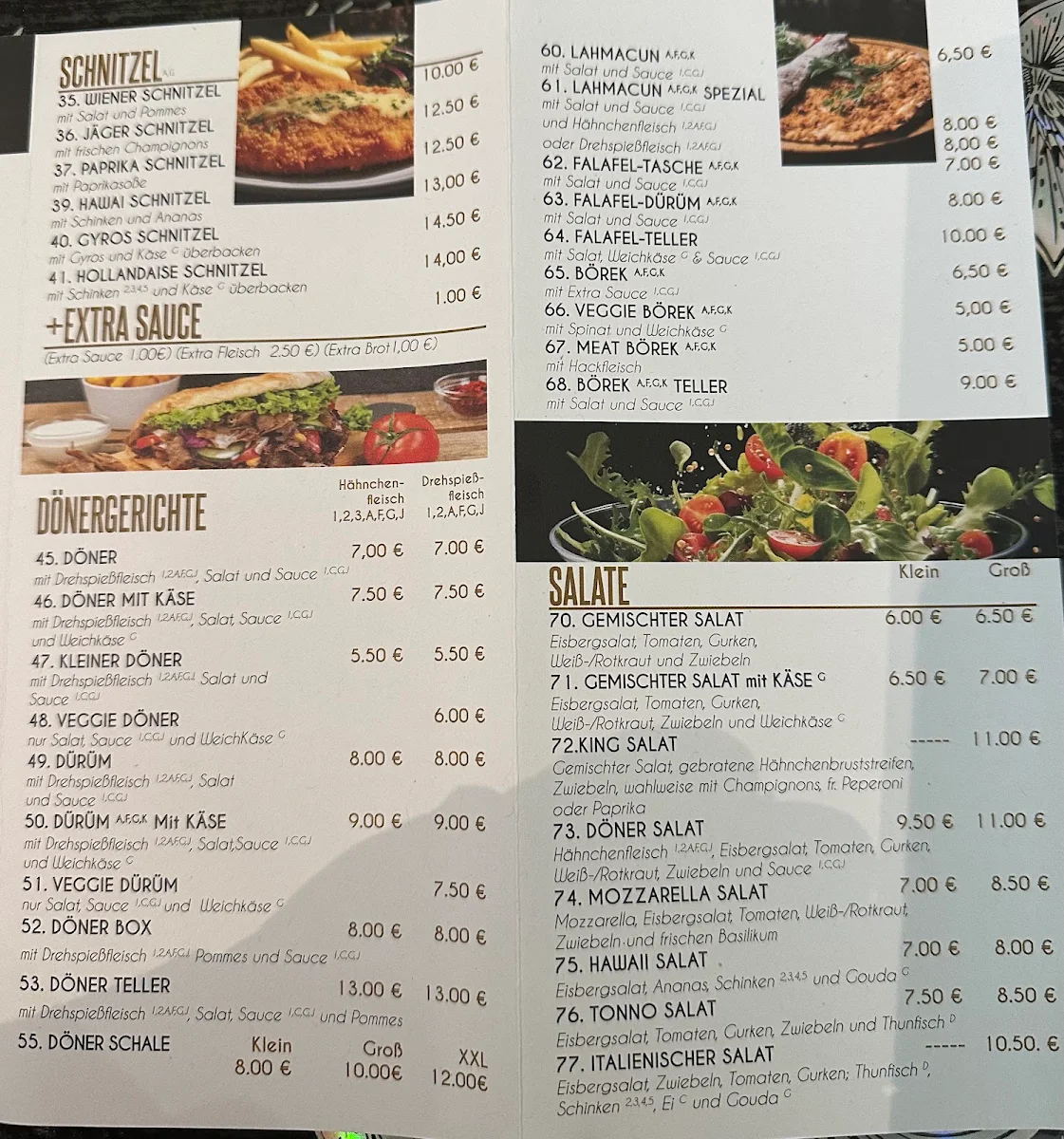 Speisekarte, King Döner Pizzeria Niestetal