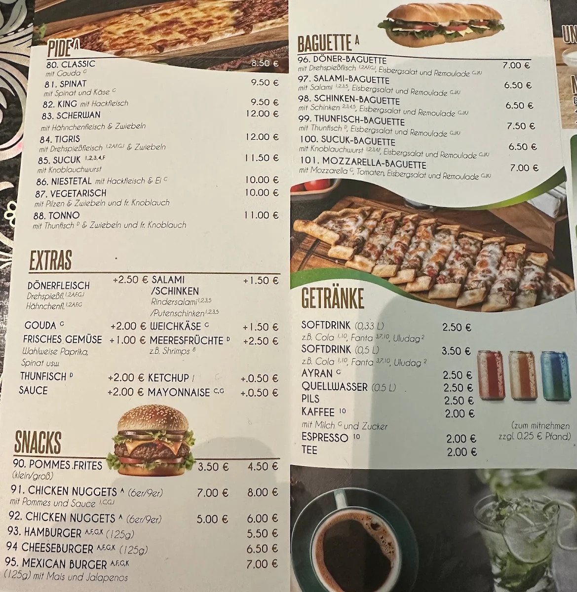 Speisekarte, King Döner Pizzeria Niestetal