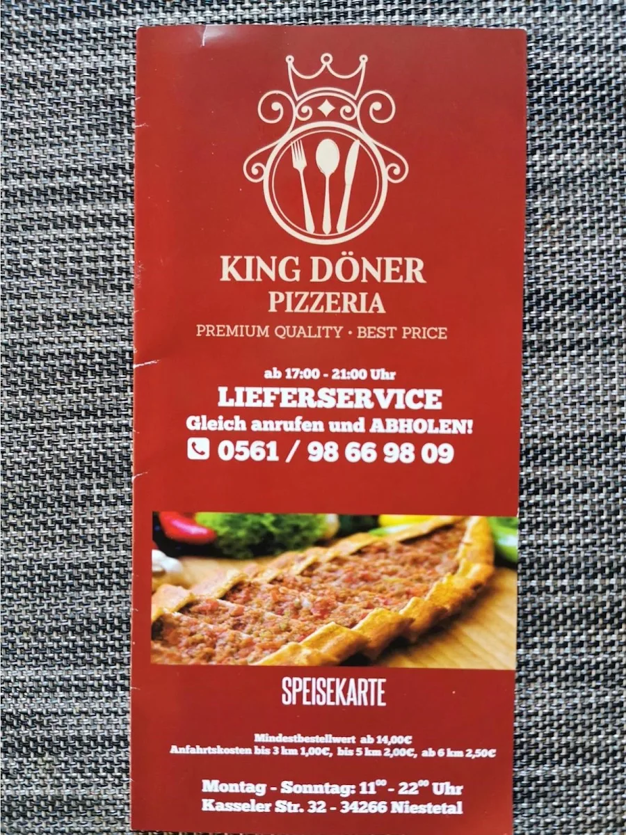 Speisekarte, King Döner Pizzeria Niestetal