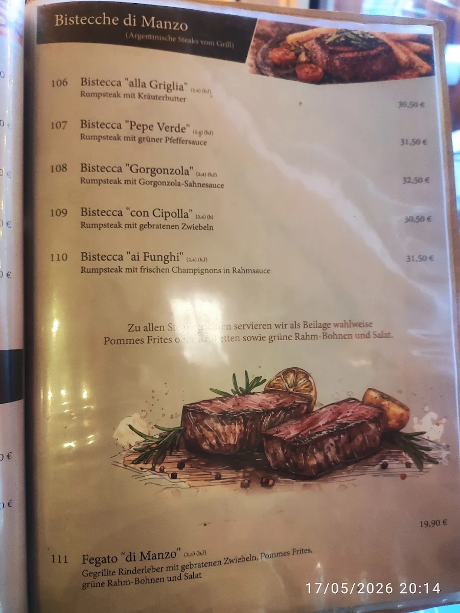 Speisekarte, Restaurant Bellini