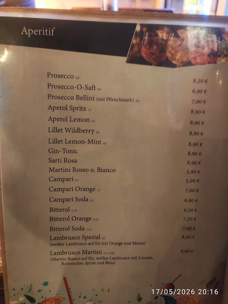 Speisekarte, Restaurant Bellini