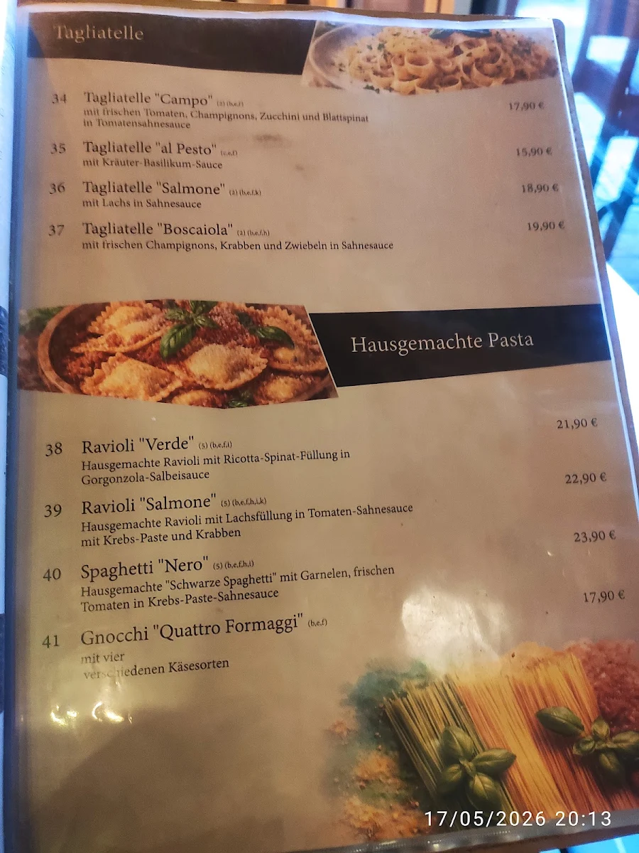 Speisekarte, Restaurant Bellini