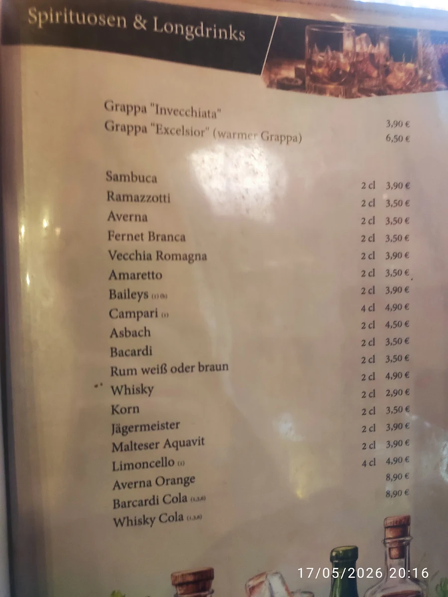 Speisekarte, Restaurant Bellini