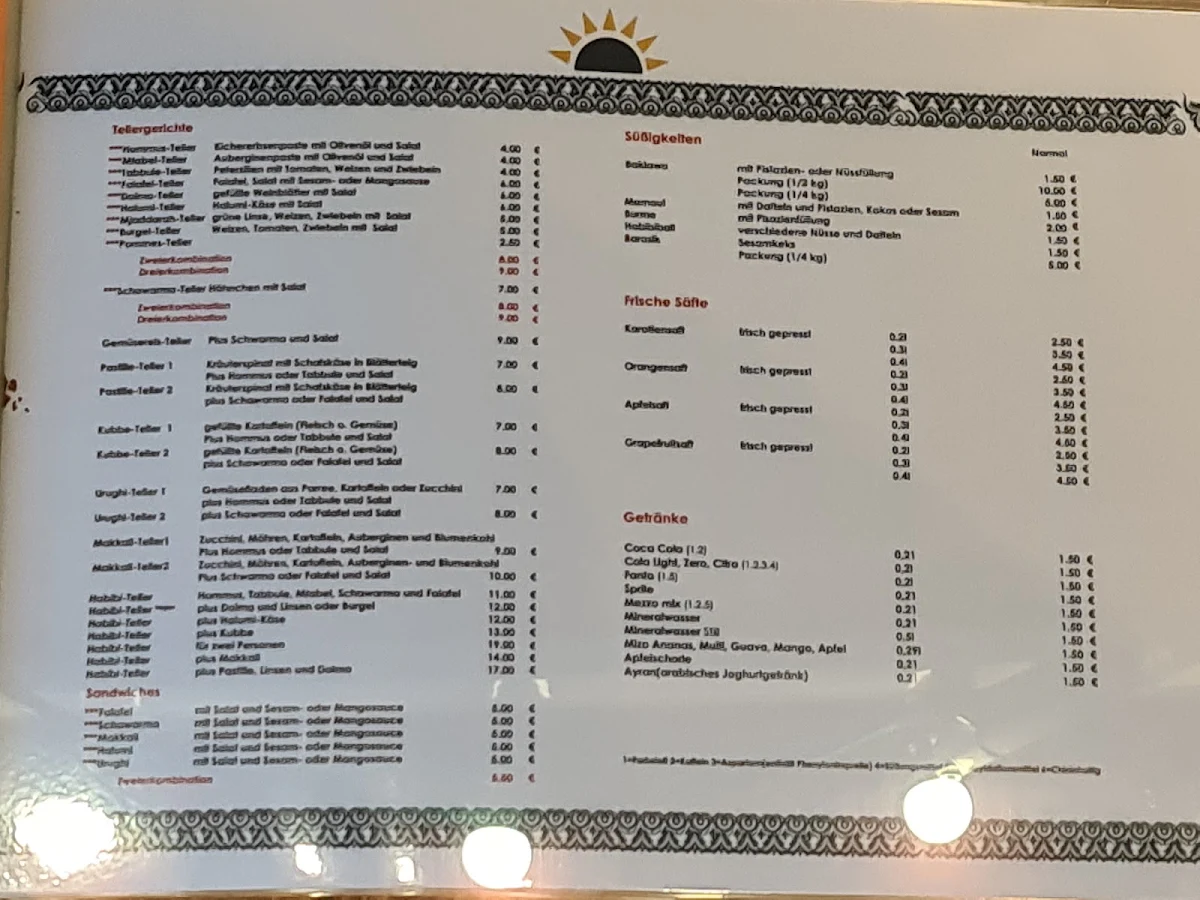 Speisekarte, Habibi