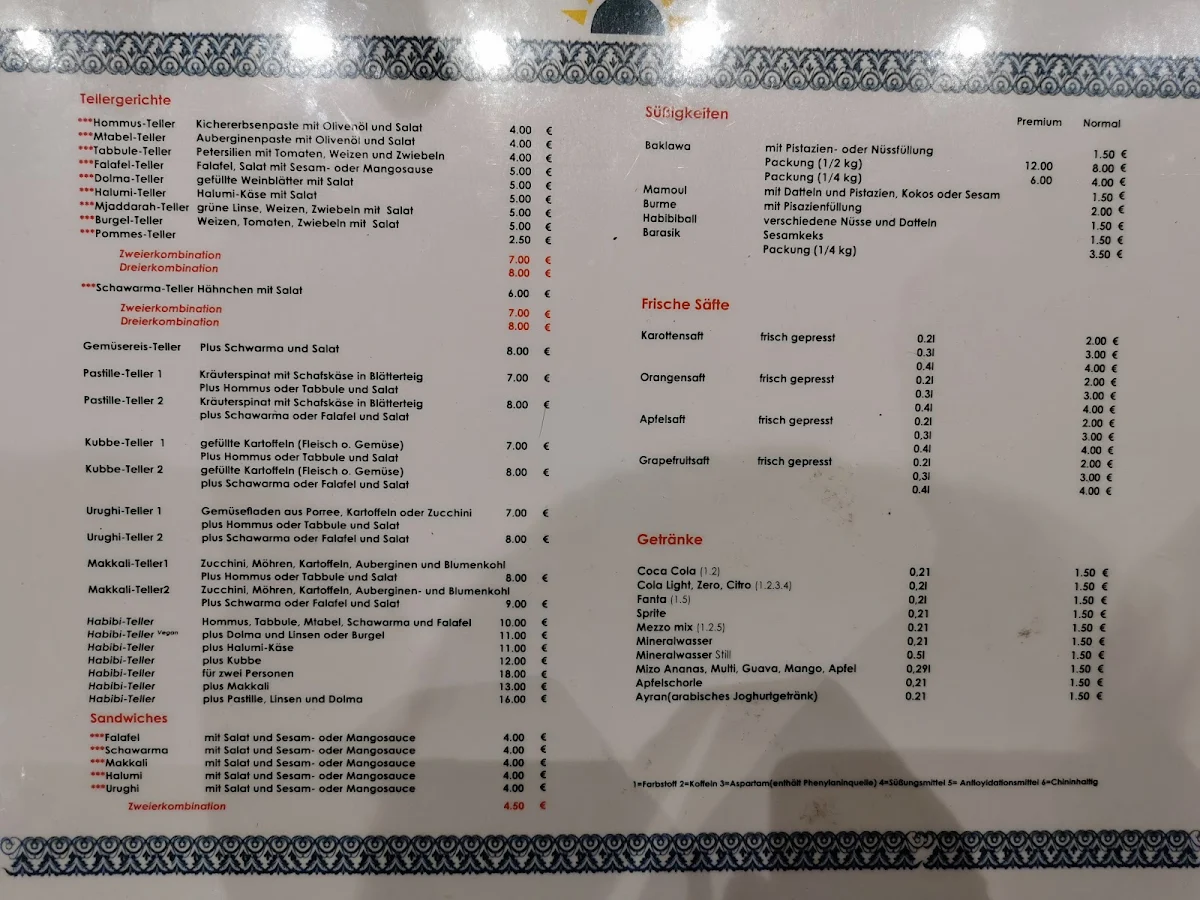 Speisekarte, Habibi