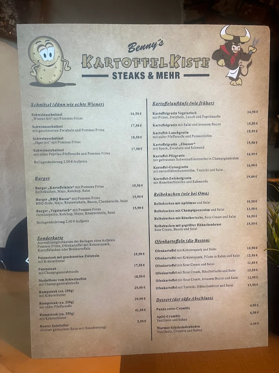 Speisekarte, Benny's Kartoffelkiste