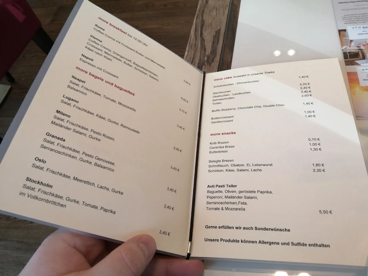 Speisekarte, coffee&more Nürnberg