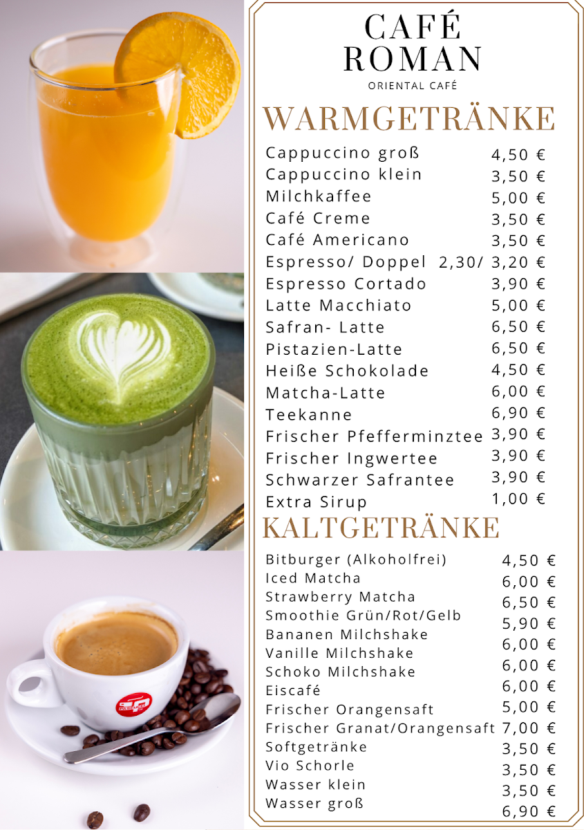 Speisekarte, Café Roman