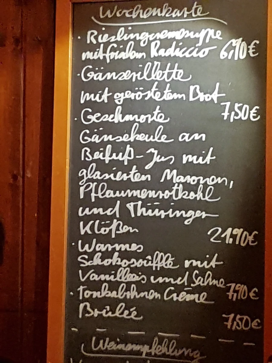 Speisekarte, Zum Bacchus Restaurant La Pasta