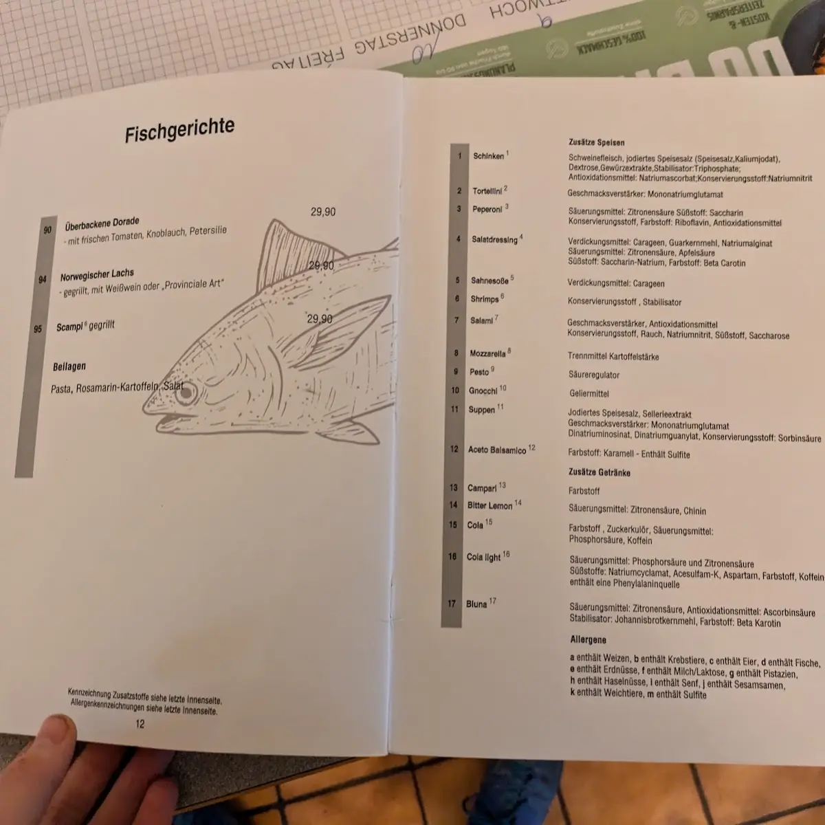 Speisekarte, Da Marino
