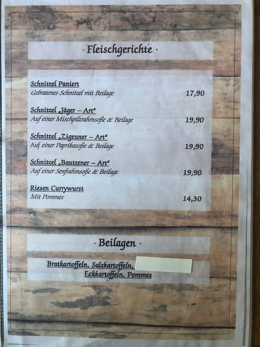 Speisekarte, Gaststätte Friesenkate