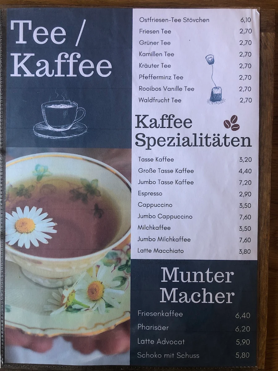 Speisekarte, Gaststätte Friesenkate