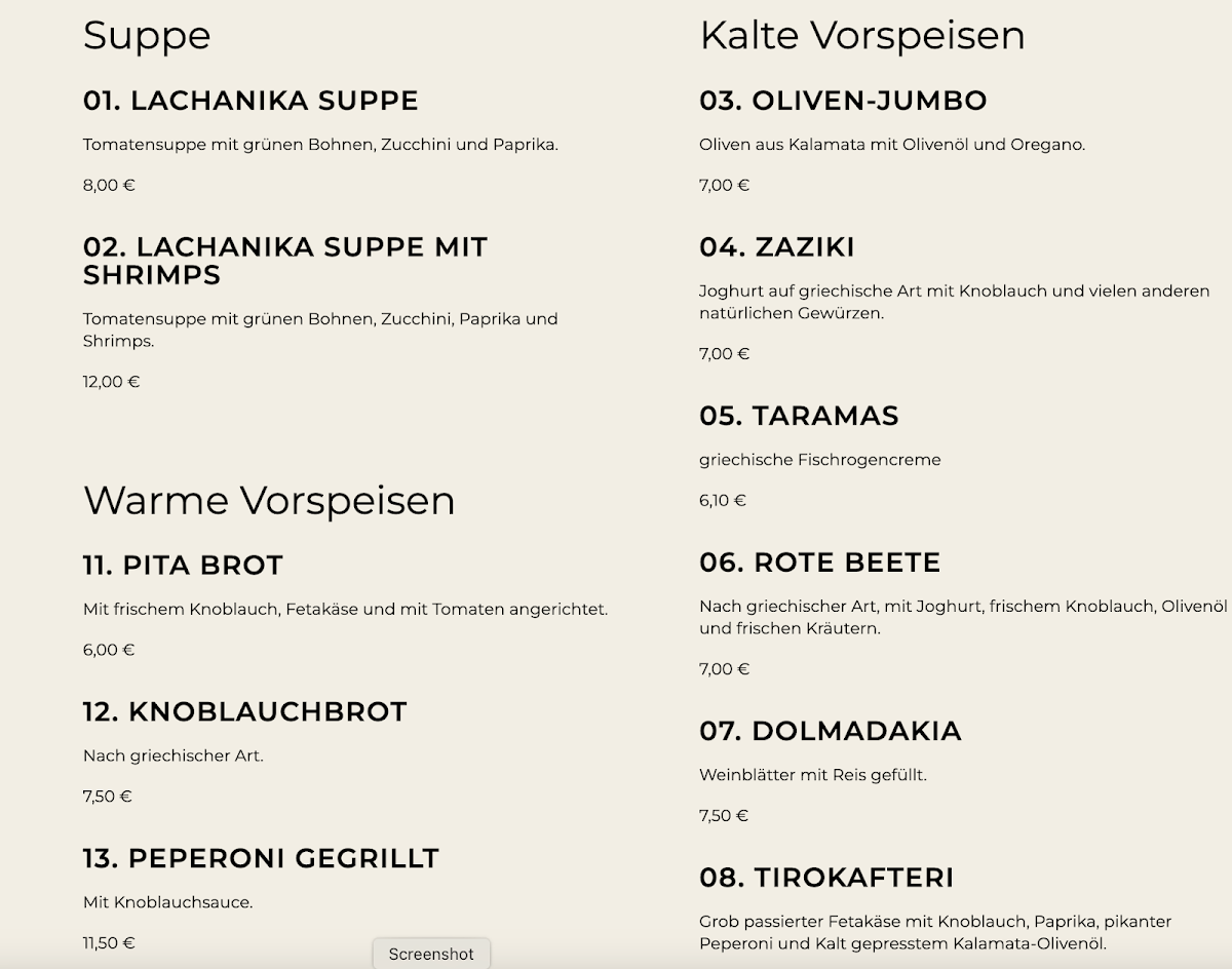 Speisekarte photo 2