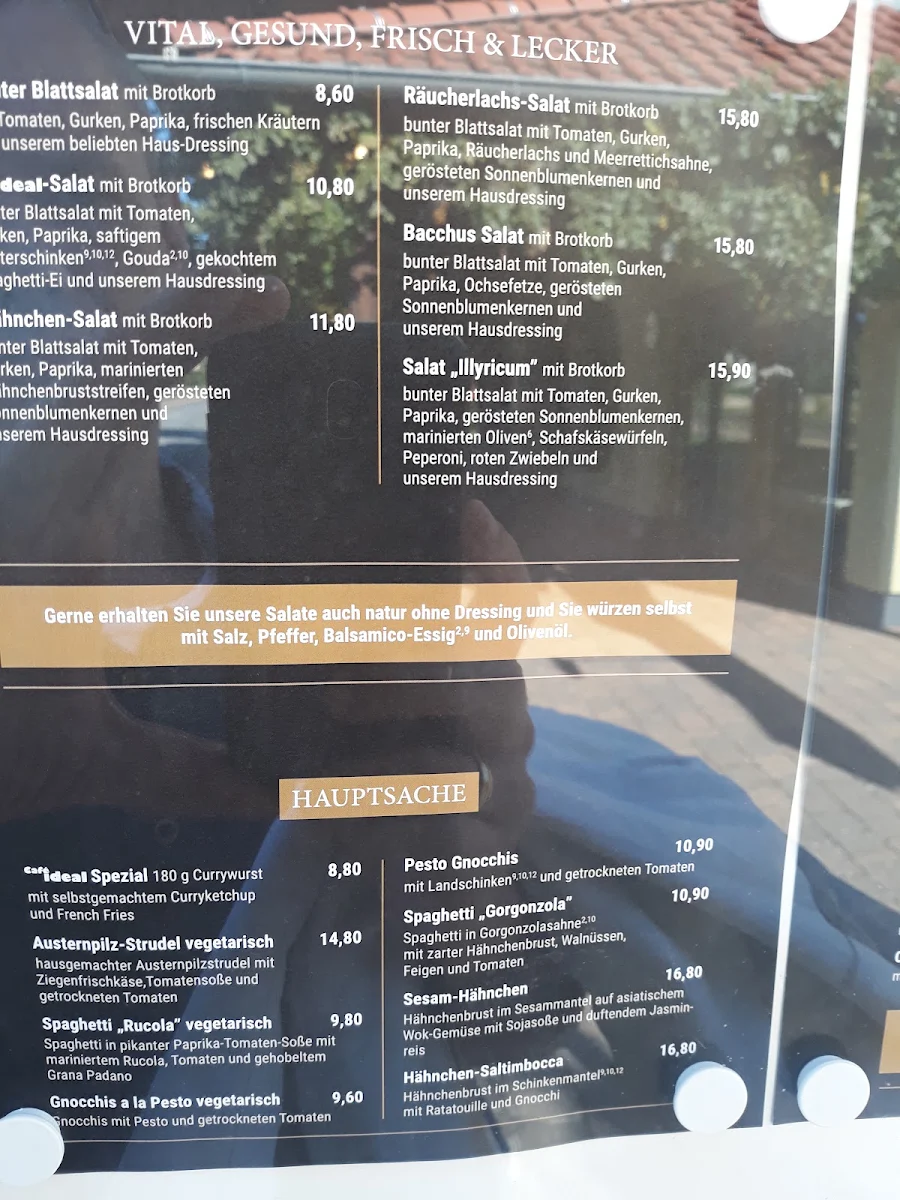 Speisekarte, Café Ideal im Haus der Deutschen Weinstraße