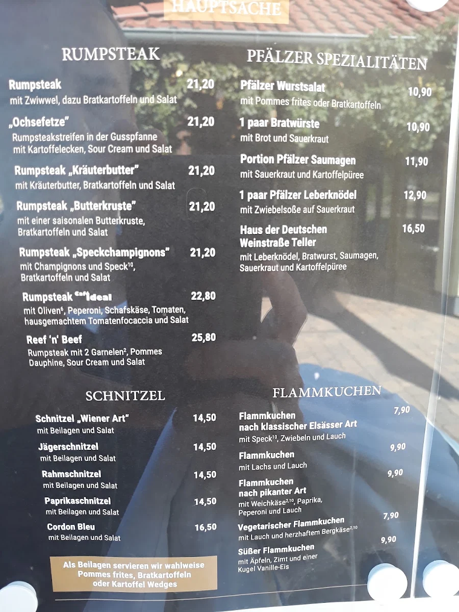 Speisekarte, Café Ideal im Haus der Deutschen Weinstraße
