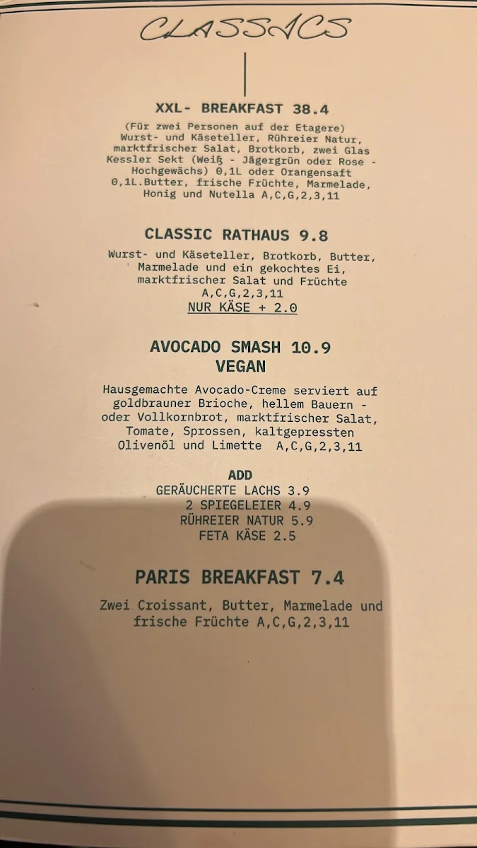 Speisekarte, Cafe am Rathaus Bad Cannstatt