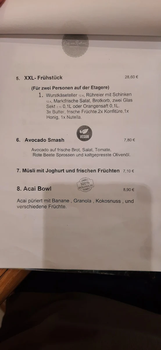 Speisekarte, Cafe am Rathaus Bad Cannstatt