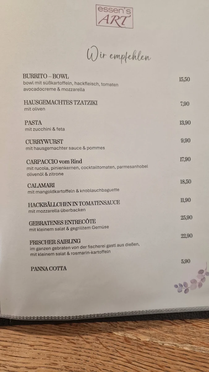 Speisekarte, essen’s ART