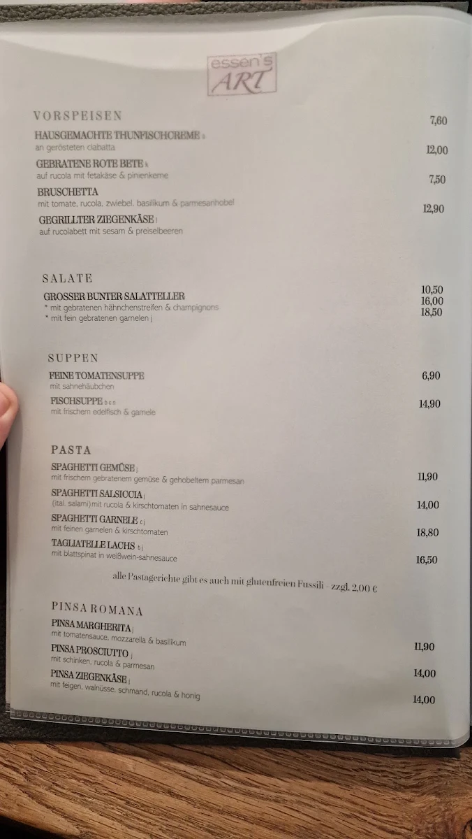 Speisekarte, essen’s ART