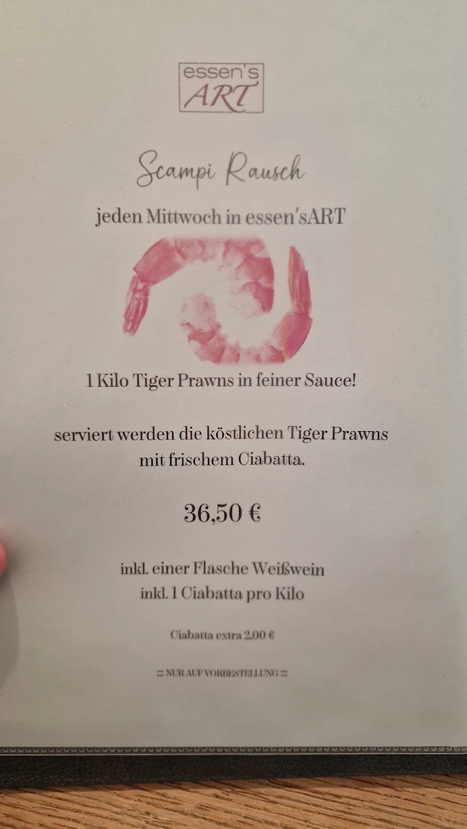 Speisekarte, essen’s ART