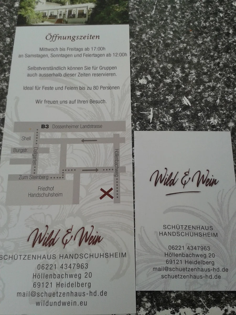Speisekarte, Wild und Wein