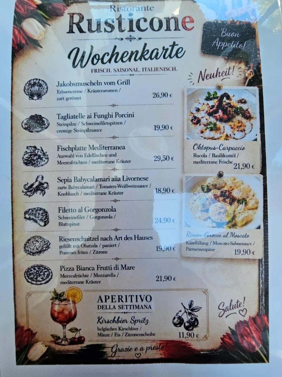 Speisekarte, Hotel Trattoria Rusticone Hechendorf