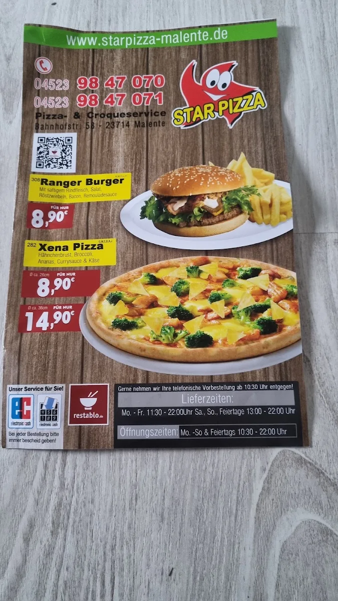 Speisekarte, Star Pizza