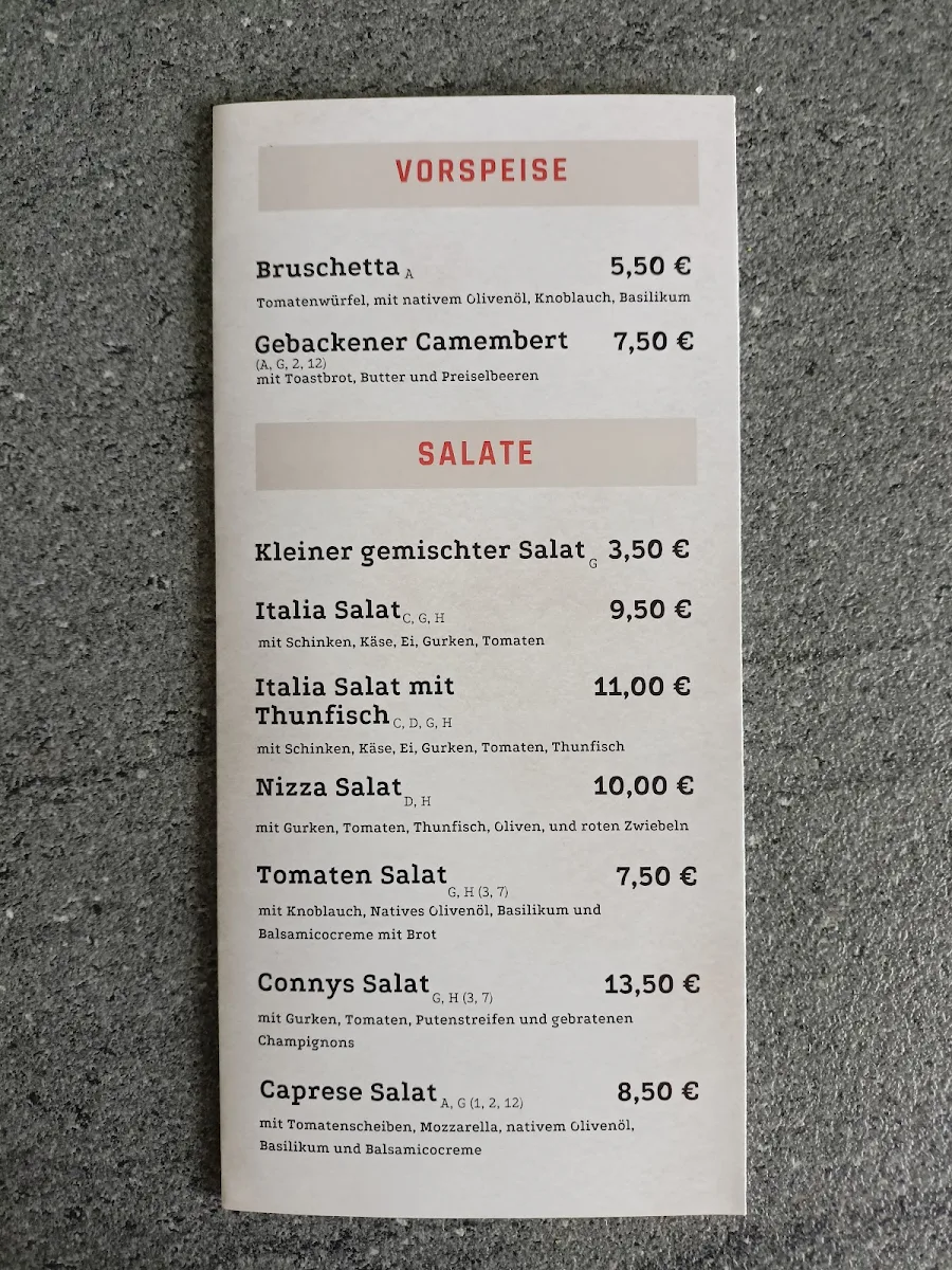 Speisekarte, Connys Schnitzelhäuschen