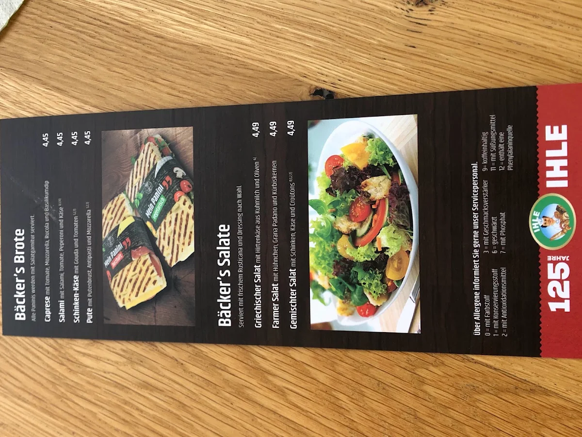 Speisekarte, Landbäckerei IHLE GmbH & Co. KG