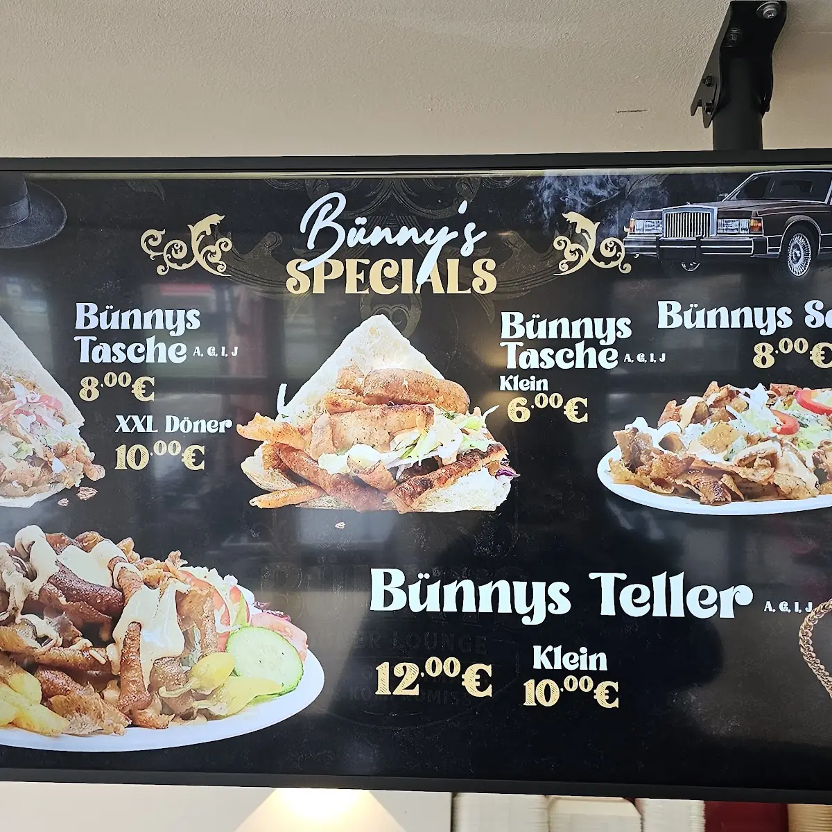 Speisekarte, Bünnys Döner Lounge