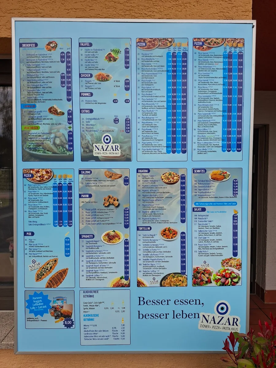 Speisekarte, Nazar Döner Pizza Pasta Haus