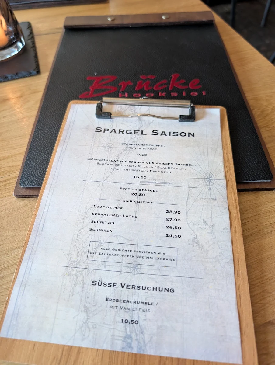 Speisekarte, Restaurant Brücke Hooksiel